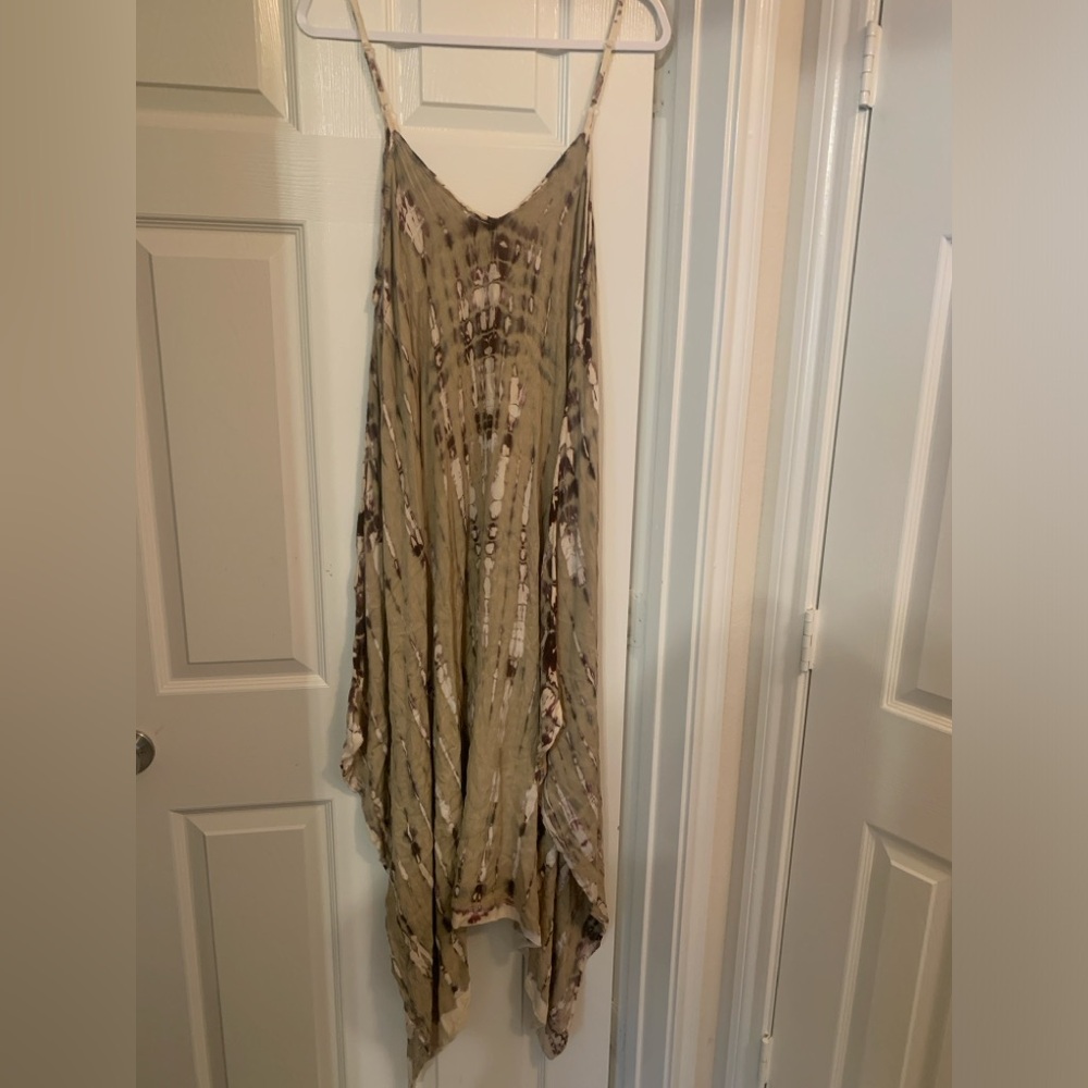 Boho romper with spaghetti straps & dropped crotch - Large
